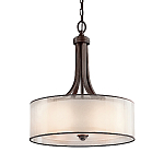 Люстра подвесная с двойным круглым плафоном из органзы и матового стекла Kichler варинант исполнения - 5 | Loft Concept в Ижевске