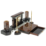 Настольный письменный набор с часами из природного камня обсидиана Royal Stone варинант исполнения - 3 | Loft Concept в Ижевске