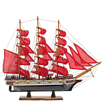 Декоративная модель деревянного парусника с красными парусами в подарочной упаковке With The low варинант исполнения - 1 | Loft Concept в Ижевске