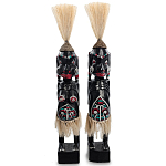 Комплект из 2-х деревянных статуэток Asmat Straw Headdress Statuettes Black Turquoise варинант исполнения - 4 | Loft Concept в Ижевске