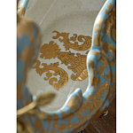 Чаша голубого цвета с оранментом и и бронзовыми фигурами леопардов Eden Garden варинант исполнения - 11 | Loft Concept в Ижевске