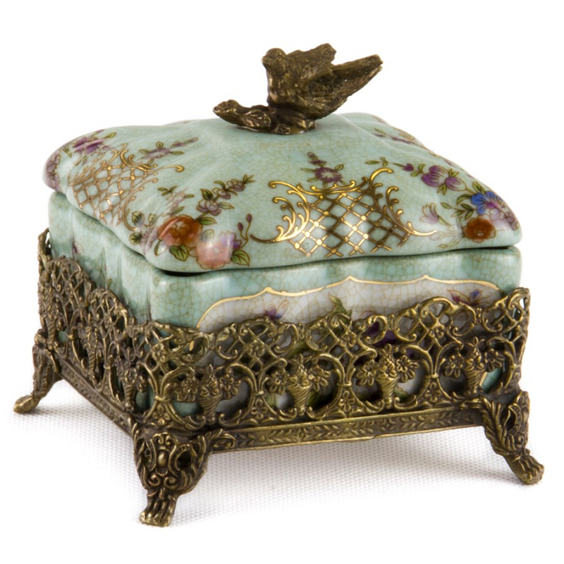 Шкатулка Casket Blue in Bronze Голубой пастельный Бронза Шкатулка Casket Blue in Bronze Голубой пастельный Бронза в Ижевске | Loft Concept
