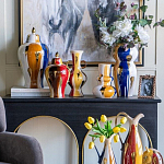 Ваза с крышкой и мазками синего и золого цвета на белом фоне Chinoiserie Ceramics варинант исполнения - 6 | Loft Concept в Ижевске