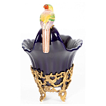 Чаша темно-синего цвета из фарфора с разноцветной птичкой Eden Garden porcelain and bronze варинант исполнения - 3 | Loft Concept в Ижевске