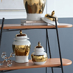 Ваза белая с крышкой и золотистыми фрагментами 24 см Chinoiserie Ceramics варинант исполнения - 4 | Loft Concept в Ижевске