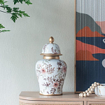 Ваза с нежным цветочным узором в пастельных тонах и крышкой с золотым акцентом Chinoiserie Ceramics варинант исполнения - 5 | Loft Concept в Ижевске