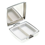 Таблетница карманная квадратная с 2-мя отделениями с зеркалом и накладкой из натурального камня Амазонит Silver Stone Pillboxes варинант исполнения - 2 | Loft Concept в Ижевске