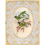 Декоративный постер с изображением птиц в раме с рельефным растительным узором Blooming Birds Poster варинант исполнения - 4 | Loft Concept в Ижевске