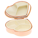 Таблетница карманная в форме сердца с 3-мя отделениями с зеркалом и накладкой из натурального камня Лепидолит Red Gold Stone Pillboxes варинант исполнения - 3 | Loft Concept в Ижевске