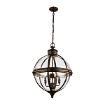 Подвесной светильник бронзового цвета с прозрачным стеклянным плафоном в форме шара в индустриальном стиле на цепи 4 лампы Feiss варинант исполнения - 2 | Loft Concept в Ижевске