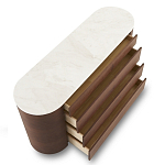 Дизайнерский комод овальной формы с белой столешницей и 4-мя ящиками Gioli варинант исполнения - 1 | Loft Concept в Ижевске