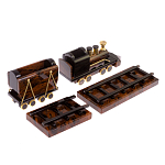 Часы настольные в виде паровоза из натурального камня Обсидиан Train Stone Clock варинант исполнения - 3 | Loft Concept в Ижевске