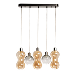 Люстра с 3-мя плафонами волнообразной формы цвета янтарь и 2-мя прозрачными шарообразными плафонами Lucid Rain  варинант исполнения - 2 | Loft Concept в Ижевске