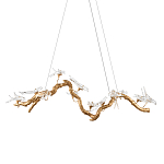 Люстра подвесная линейная с прозрачными стеклянными птичками на ветвях Serip Voa варинант исполнения - 1 | Loft Concept в Ижевске