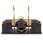 Настольный письменный набор из бежевого мрамора с часами Marble Accessory варинант исполнения - 3 | Loft Concept в Ижевске