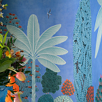 Обои ручная роспись Malwa Special Colourway on blue painted Xuan paper варинант исполнения - 2 | Loft Concept в Ижевске