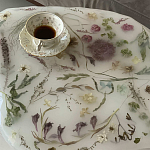 Журнальный стол из эпоксидной смолы с цветами White Flowers Epoxy Resin Coffee Table варинант исполнения - 4 | Loft Concept в Ижевске