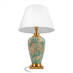 Настольная лампа бирюзовая с цветочным принтом Turquoise Flight варинант исполнения - 3 | Loft Concept в Ижевске