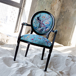 Полукресло из массива бука бирюзовое с изображением птиц и цветов Turquoise Chinoiserie Garden Chair варинант исполнения - 6 | Loft Concept в Ижевске
