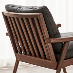 Кресло c каркасом из массива дерева и мягкой кожаной обивкой Walnut Armchair варинант исполнения - 9 | Loft Concept в Ижевске