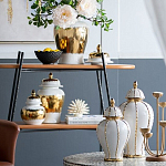 Ваза с золотыми полосами на белом фоне Chinoiserie Ceramics варинант исполнения - 4 | Loft Concept в Ижевске