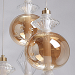 Люстра с плафонами из прозрачного и янтарного стекла в виде шаров и ромбов Gabriel Scott Luna варинант исполнения - 9 | Loft Concept в Ижевске