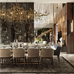 Подвесная люстра в виде ветвей деревьев золотого цвета с прозрачными подвесками-каплями 10 и 14 ламп Droplet Chandelier варинант исполнения - 7 | Loft Concept в Ижевске