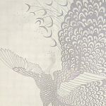 Обои ручная роспись в стиле Арт-деко Whistler Peacocks Special Colourway on 12 Carat White Gold gilded silk варинант исполнения - 2 | Loft Concept в Ижевске