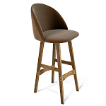 Барный стул со спинкой на 4-х деревянных ножках Коричневый Велюр Vendramin Chair  варинант исполнения - 1 | Loft Concept в Ижевске