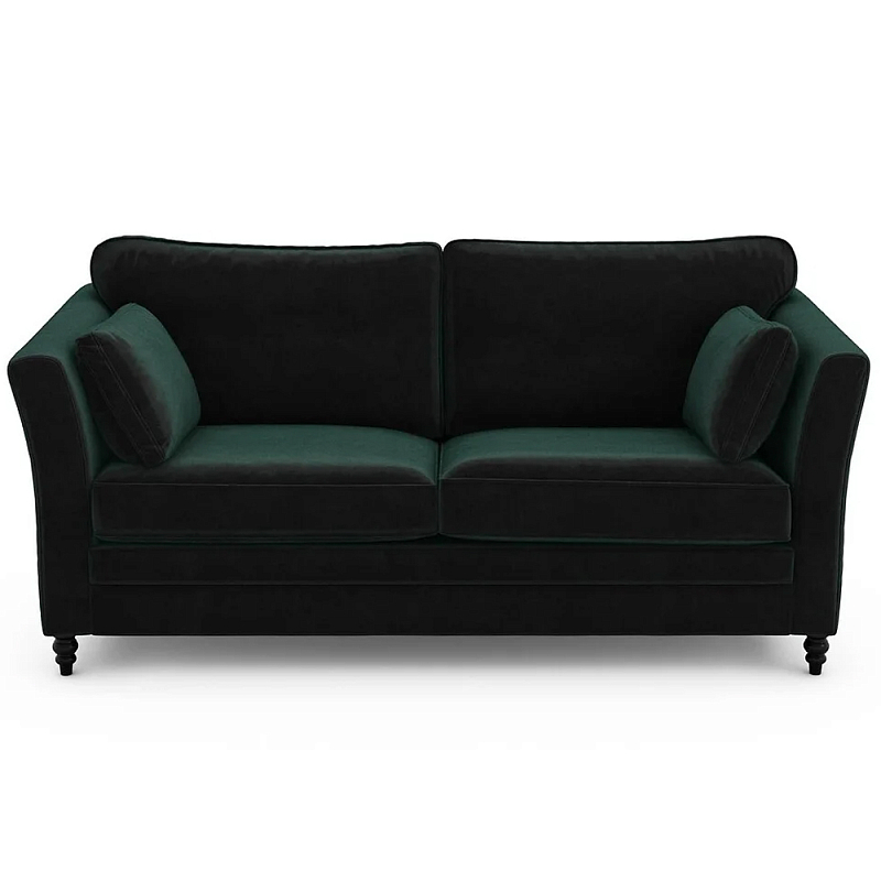 Диван с обивкой из велюра зеленый Gibbs Dark Green Sofa Зеленый Черный в Ижевске | Loft Concept 