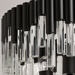 Люстра круглая из матового черного металла с подвесками из прозрачных стеклянных трубок Noir Tubes варинант исполнения - 7 | Loft Concept в Ижевске