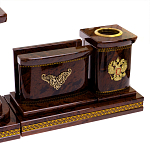 Настольный письменный набор с часами и визитницами из природного камня обсидиана Royal Present варинант исполнения - 3 | Loft Concept в Ижевске