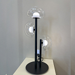 Настольная лампа с тремя прозрачными куполообразными плафонами и черным металлическим основанием Flos Wireline Lighting варинант исполнения - 6 | Loft Concept в Ижевске