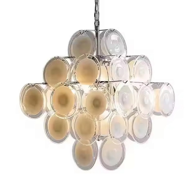 Люстра с каскадом из круглых декоративных элементов White Clear Glass Chandelier Белый Хром Прозрачный Люстра с каскадом из круглых декоративных элементов White Clear Glass Chandelier Белый Хром Прозрачный в Ижевске | Loft Concept