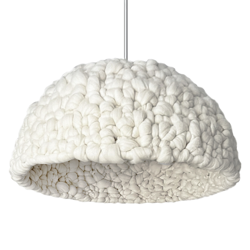 Вязаный подвесной светильник из шерсти Dome Wool Lamp Белый Вязаный подвесной светильник из шерсти Dome Wool Lamp Белый в Ижевске | Loft Concept