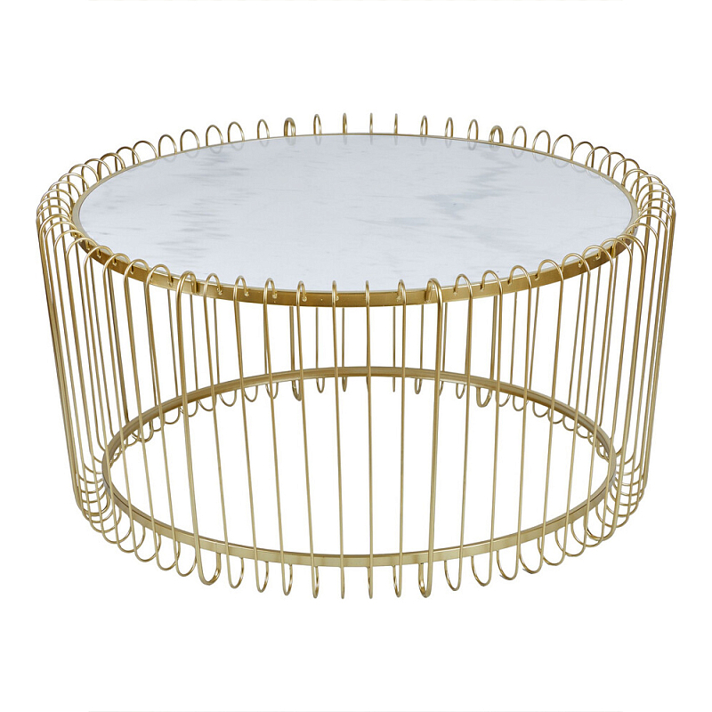 Журнальный столик с столешницей из мрамора на металлическом основании Table Vertical Planes Белый Золотой в Ижевске | Loft Concept 