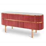 Дизайнерский комод овальный с розовой бархатной обивкой Edith варинант исполнения - 1 | Loft Concept в Ижевске