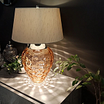 Настольная лампа с фактурным стеклянным основанием красного цвета с хромированной деталью у горловины и белым абажуром из искусственного шёлка Elstead Lighting варинант исполнения - 2 | Loft Concept в Ижевске