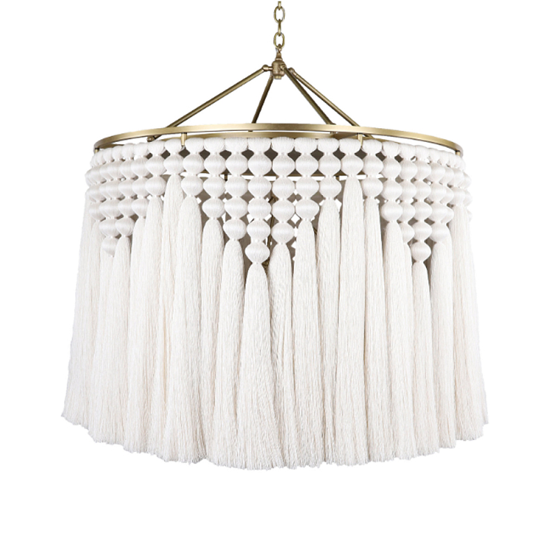 Люстра белая плетеная с кисточками Boho Tassel Chandelier Белый Латунь Люстра белая плетеная с кисточками Boho Tassel Chandelier Белый Латунь в Ижевске | Loft Concept