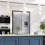 Подвесной светильник белого цвета с тремя геометрическими плафонами Alora Mood варинант исполнения - 12 | Loft Concept в Ижевске