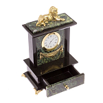 Часы настольные с декором в виде льва из натурального камня Нефрит Lion Stone Clock варинант исполнения - 3 | Loft Concept в Ижевске