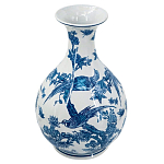 Ваза с мотивами цветущего сада с попугаями Blue Vase Inspired by Nature варинант исполнения - 1 | Loft Concept в Ижевске
