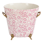 Кашпо из белого фарфора с розовым цветочным орнаментом Eden Garden варинант исполнения - 1 | Loft Concept в Ижевске