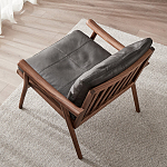 Кресло c каркасом из массива дерева и мягкой кожаной обивкой Walnut Armchair варинант исполнения - 3 | Loft Concept в Ижевске