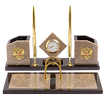 Настольный письменный набор из бежевого мрамора с часами Marble Accessory варинант исполнения - 1 | Loft Concept в Ижевске