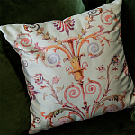 Декоративная подушка светло-зеленая с растительным орнаментом Raffael Floral Green Cushion варинант исполнения - 3 | Loft Concept в Ижевске