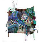 Панно гобелен яркие Пространство-Время TimeSpace Blue варинант исполнения - 2 | Loft Concept в Ижевске