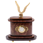 Часы настольные бронзовые из натурального камня Лемезит с декором в виде горного орла Eagle Stone Clock варинант исполнения - 1 | Loft Concept в Ижевске