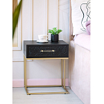 Приставной столик с резным узором на выдвижном ящике Black Table Carved Pattern варинант исполнения - 8 | Loft Concept в Ижевске