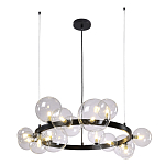 Люстра круглая подвесная с 15-ю прозрачными шарообразными плафонами из стекла Iona chandelier варинант исполнения - 7 | Loft Concept в Ижевске